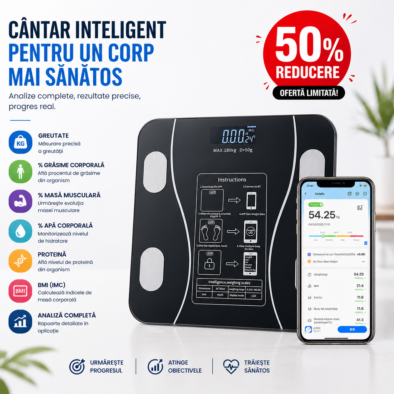 Cantar inteligent cu Functii de Analiza Corporala