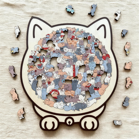 Puzzle din lemn 135 de piese - Pisici